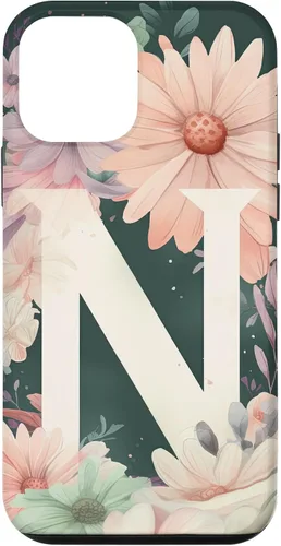 Vista 16 de iPhone 16 Beautiful Daisy Flowers Initial Letter N Monogram Watercolor Case