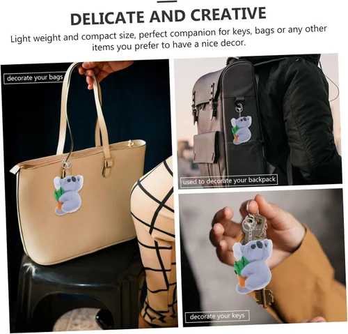 Vista 8 de Vaguelly Lindo llavero de koala de felpa decorativo colgante ligero y llavero para mochilas presente para, Gris