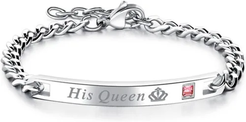 Vista 6 de Regalo para amante, su reina y su rey, pulseras de acero inoxidable para parejas, para mujeres y hombres, juego de joyas a juego
