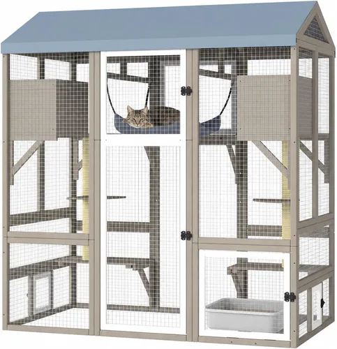 Vista 11 de Gowoodhut Catio - Recintos para gatos al aire libre, casa grande de madera