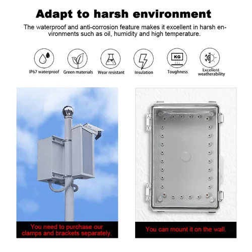 Vista 5 de Caja de conexiones impermeable Caja de conexiones al aire libre ip67 Caja de plástico ABS y Caja de proyectos