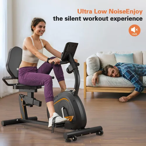 Vista 4 de Recumbent Exercise Bike, Stationary Bikes for Home Magnetic Recumbent Bike with Adjust Seat for Adults Seniors, 300LB Capacity & 8-level Resistance