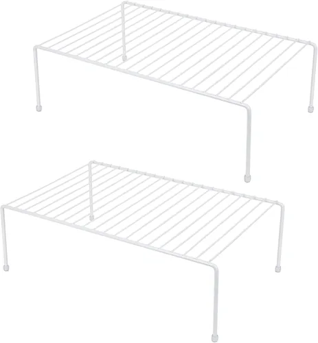 Vista 8 de Estante grande de almacenamiento para gabinete (16.1 x 10.2 pulgadas), organizador de encimera de cocina, refrigerador y estante de almacenamiento