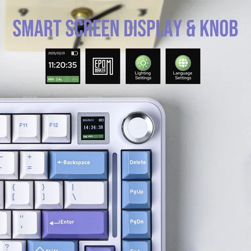 Vista 3 de EPOMAKER Cypher81 - Teclado mecánico para juegos con 75% gasket, con pantalla TFT y perilla, Tri-Mode (Type-C/BT/2.4G), intercambiable en caliente