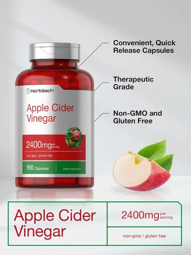 Vista 5 de Horbäach Cápsulas de vinagre de sidra de manzana 2400 mg 150