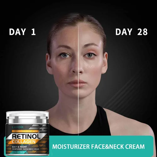 Vista 4 de Crema de retinol para rostro con ácido hialurónico, crema hidratante antienvejecimiento con colágeno para mujeres y hombres, reduce arrugas y líneas