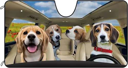 Vista 9 de Parasol Schnauzer para parabrisas delantero de automóvil con el mar de flores, parasol para parabrisas de vehículo, reflector de rayos UV, protector