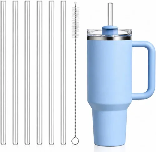 Vista 14 de Pajitas de repuesto compatibles con vaso Stanley Quencher de 20 onzas, popotes reutilizables de 8.5 pulgadas, accesorios para vasos de bebida