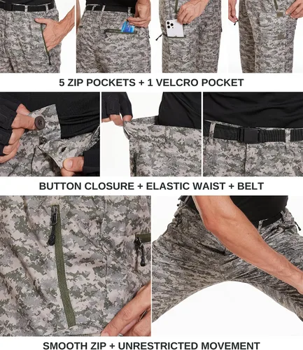 Vista 5 de NATUVENIX Hiking Pants for Men, Lightweight Mens Travel Pants Quick Dry Fishing Pants Men Water Resistant Outdoor Pants Work