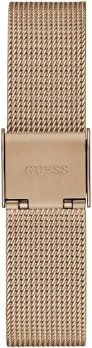Vista 3 de GUESS US - Reloj analógico de malla triangular en tono oro rosa para mujer, plateado