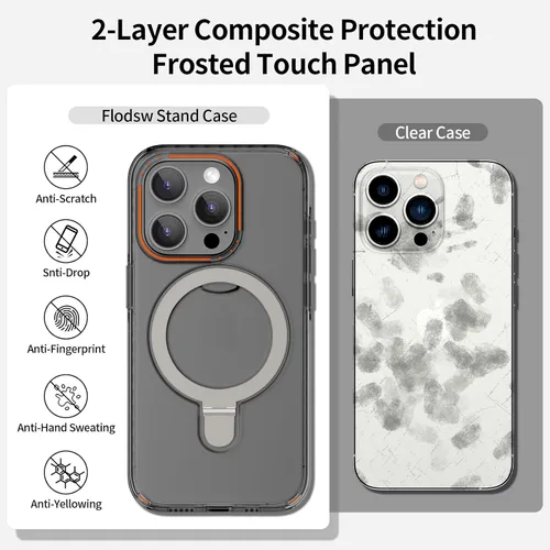 Vista 7 de Funda protectora para iPhone 15 Pro diseñada con anillo magnético, compatible con MagSafe, funda protectora de doble capa para iPhone 15 Pro, Negro