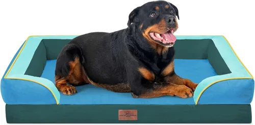Vista 165 de Comfort Expression - Cama ortopédica para perros medianos, 28 x 19 pulgadas, cama impermeable y de apoyo de espuma con cojines removibles, sofá