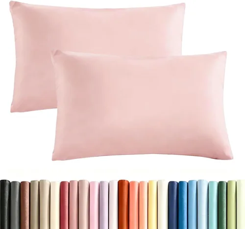 Vista 15 de Mohap Funda de almohada con cremallera, 4 piezas, microfibra cepillada 1800, calidad de hotel, súper suave, no se encoge, no se decolora, color Rosa