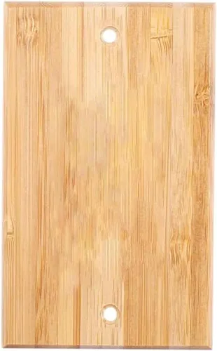 Vista 27 de Placa de Interruptor de Luz Dúplex de Palanca de Madera Maciza de 1 Gang, 4.5" x 4.5", Cubierta de Interruptor de Luz de Bambú de Madera Cruda