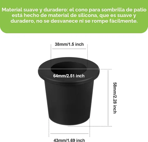 Vista 3 de Outus Anillo de Agujero de Sombrilla para Mesa de Patio, Cuña de Cono de Sombrilla, Enchufe de Estabilizador de Sombrilla para Orificio de Mesa