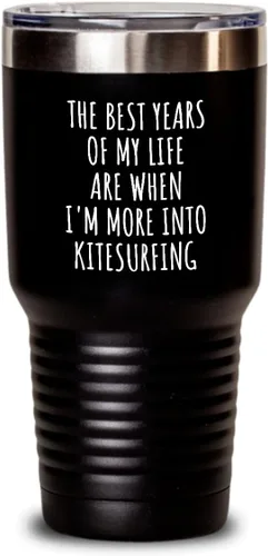 Vista 7 de Funny Kitesurfing Tumbler The Best Years Of My Life Gift Idea For Hobby Lover Fan Quote Inspirational Gag Insulated Cup With Lid Black 20 Oz