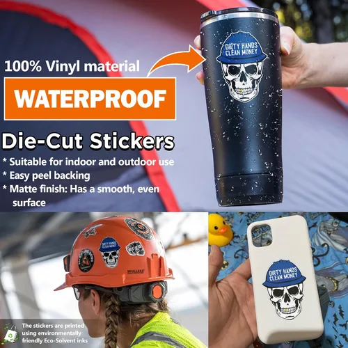 Vista 3 de Paquete de 3 calcomanías de vinilo con diseño de calavera mecánica de calavera de 2 pulgadas para caja de herramientas, botella de agua, laptop 2.0