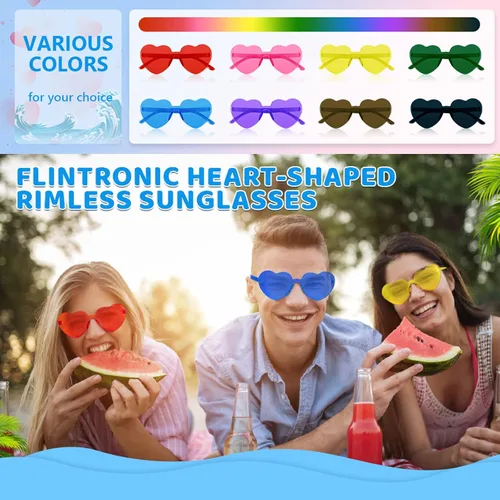 Vista 4 de Heart Shaped Sunglasses for Women, Transparent Candy Rimless Sunglasses, Fashion Heart Shaped Glasses for Party Favor