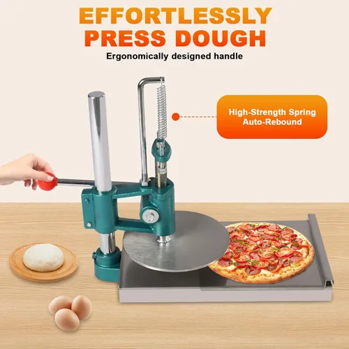 Vista 3 de Máquina de prensa de masa de pizza, máquina de prensa manual de pastelería de 7.9 pulgadas, máquina de acero inoxidable para masa de pizza doméstica