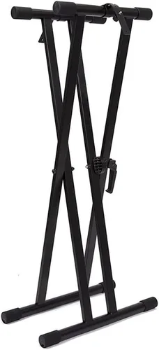 Vista 11 de RockJam Xfinity - Soporte para teclado de piano de alta resistencia, doble X, premontado, infinitamente ajustable con correas de bloqueo