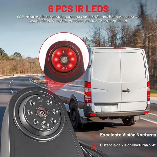 Vista 2 de RED WOLF Carcasa de 3ª lámpara de freno con soporte de techo para cámara de respaldo para Mercedes-Benz Sprinter, Dodge Sprinter, VW Crafter Vans