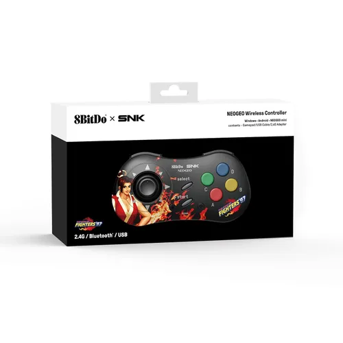 Vista 3 de 8Bitdo NEOGEO Wireless Controller for Windows, Android, and NEOGEO mini with Classic Click-Style Joystick - Officially Licensed by SNK