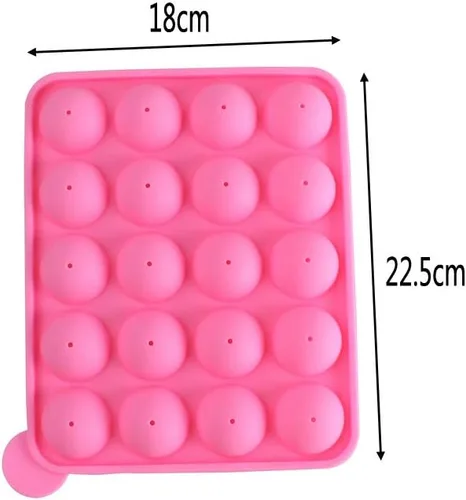 Vista 3 de Molde de silicón de 20 cavidades para hacer paletas, para hornear Rosa (Pink Stick)
