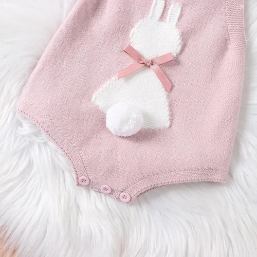 Vista 5 de My First Easter - Traje de bebé niña y niño con bordado de conejito en general para recién nacido, ropa de conejo sin mangas
