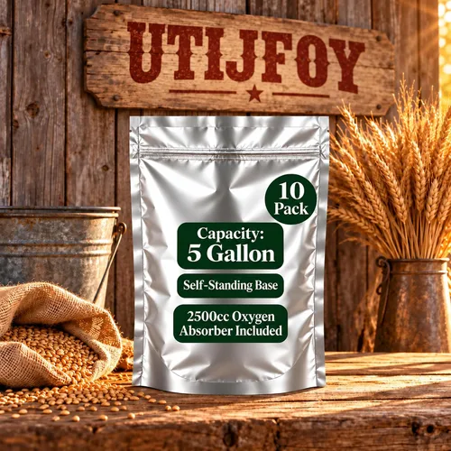 Vista 7 de Bolsas Mylar de 5 galones con absorbentes de oxígeno, paquete de 10