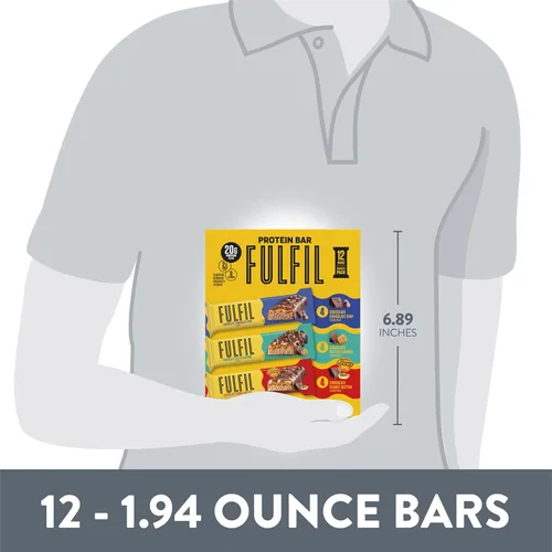 Vista 7 de FULFIL Paquete variado de barras de proteínas, 0.71 oz de proteína, 12