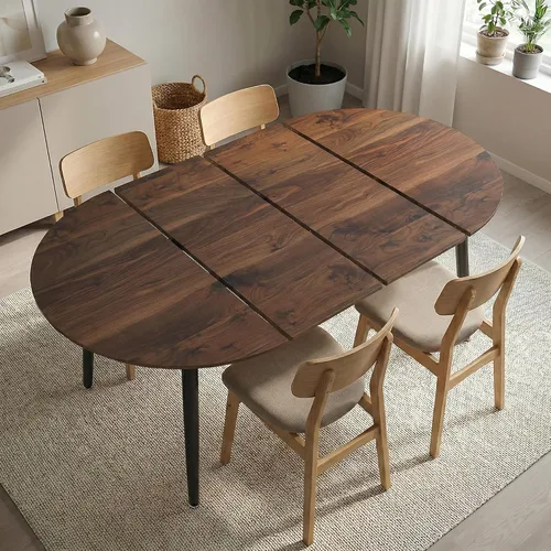 Vista 12 de Mesa de comedor redonda extensible de 70 pulgadas para 4 y 6 pulgadas, moderna mesa de comedor ovalada, mesa de comedor grande expandible