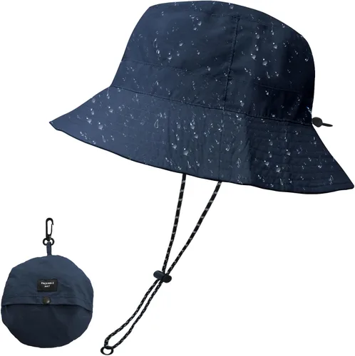 Vista 15 de NPJY Packable Sun Bucket Hat for Women Outdoor Waterproof Rain Hat Beige liso (plegable)