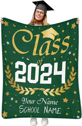 Vista 15 de Manta personalizada de graduación 2025, manta personalizada para regalo de graduación con nombre de la universidad, manta de felicitación
