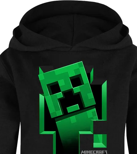 Vista 2 de Minecraft Sudadera con capucha para niños y niños, color negro