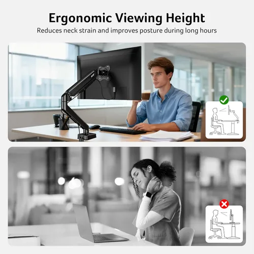 Vista 7 de Acer Soporte para monitor único, brazo de monitor totalmente ajustable compatible con pantallas de 17 a 34 pulgadas, montaje VESA con resorte de gas