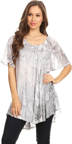 Vista 5 de Sakkas Maliky - Blusa con cuello de corsé ancho y bordado floral