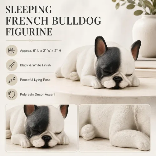 Vista 4 de Comfy Hour Colección Doggyland, figura de bulldog francés en miniatura de perro dormido y acostado
