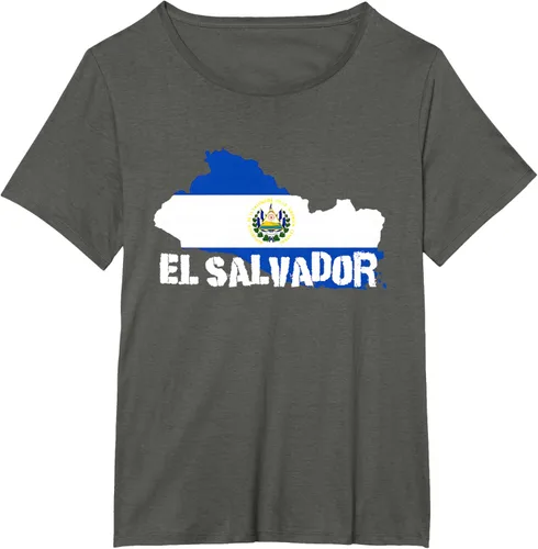 Vista 51 de Camiseta con la bandera de El Salvador, mapa de El Salvador, camiseta de Salvador para mujer, Negro