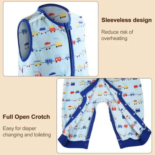 Vista 3 de MooMoo Baby Saco de dormir con pies de franela sin mangas para bebé saco de dormir con piernas manta portátil 12M-3T