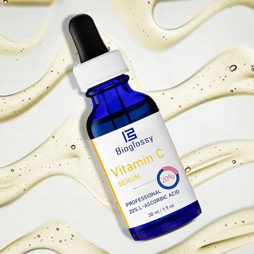 Vista 8 de Suero de vitamina C al 20 %, suero facial profesional de vitamina C antienvejecimiento, mejora el resplandor de la piel, reduce las líneas finas