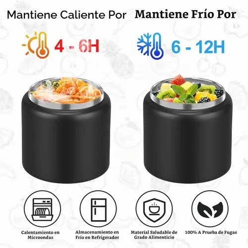 Vista 2 de JXXM Tarro de comida aislado 2 en 1 para niños, termo de sopa de 13.5 onzas con contenedor de aperitivos, termo para alimentos calientes
