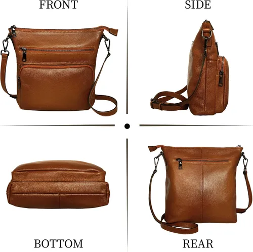 Vista 5 de HESHE Bolsos cruzados para mujer, bolsos de cuero, bolso de hombro de diseñador con bolsillos, bolsa de viaje