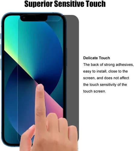 Vista 5 de Paquete de 3 protectores de pantalla de privacidad para iPhone 13 mini (5.4 pulgadas) Tempered Glass with Camera Lens Protector, Anti-Spy, Easy to