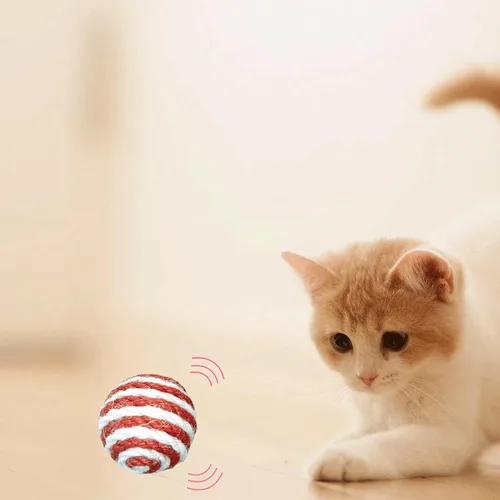Vista 5 de Juego de 6 bolas de sisal para gatos, bolas de sonajero de sisal con lana tejida para gatos de interior (color aleatorio)
