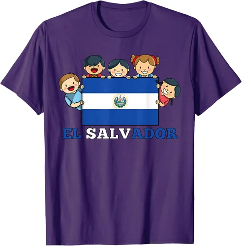 Vista 66 de Camiseta salvadoreña del Mes de la Herencia Hispana con la bandera de El Salvador para niños, Negro