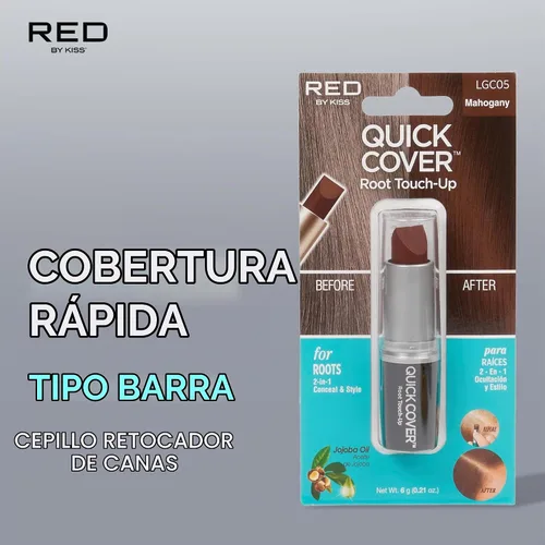 Vista 3 de RED by Kiss - Barra de retoque de raíz de cobertura rápida, resistente al agua, corrector temporal de cabello gris con cepillo para raíces y barba