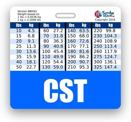 Vista 5 de CST Badge Buddy - Tablas de conversión horizontales con altura y peso (estándar, negro)