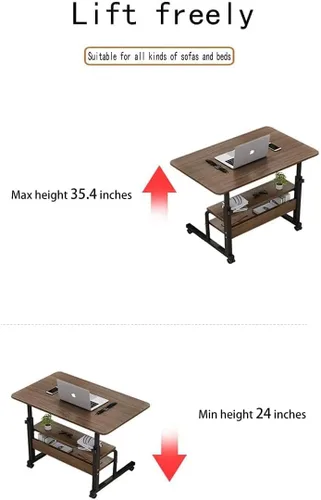 Vista 5 de Mesa de escritorio movible para espacios pequeños, práctico escritorio portátil para computadora, ajustable, para la oficina en casa, mesita