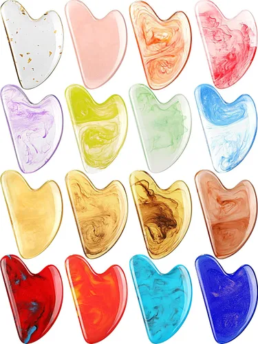 Vista 9 de Sherr 16 herramientas faciales Gua Sha Stone Gua Sha, herramientas de masaje facial, masajeador facial para cuerpo, spa, acupuntura, aliviar