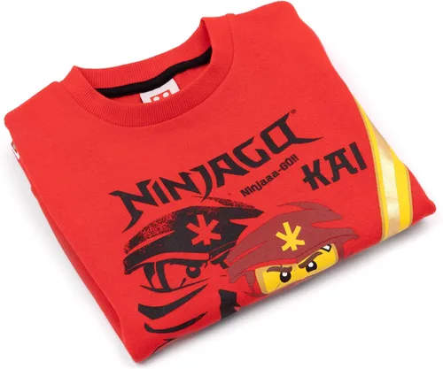 Vista 3 de LEGO Ninjago - Suéter de manga larga para niños Kai Warrior, color rojo, Rojo